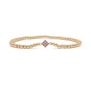 Ashley Gold Stainless Steel Gold Plated Enamel Center Star Stretch Beaded Bracelet