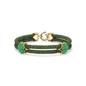 B441 - Yellow Gold with Emerald Clusters and Emerald Clasp