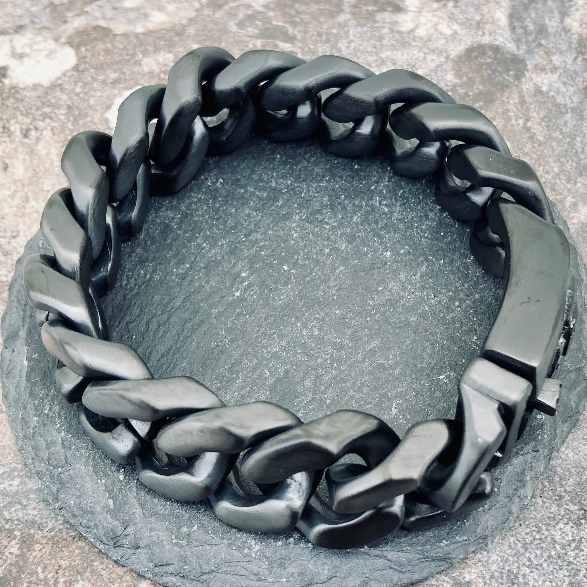 Bagger Bracelet - "EASY BIKER" - Guardian Cross Black - 3/4" wide - B120