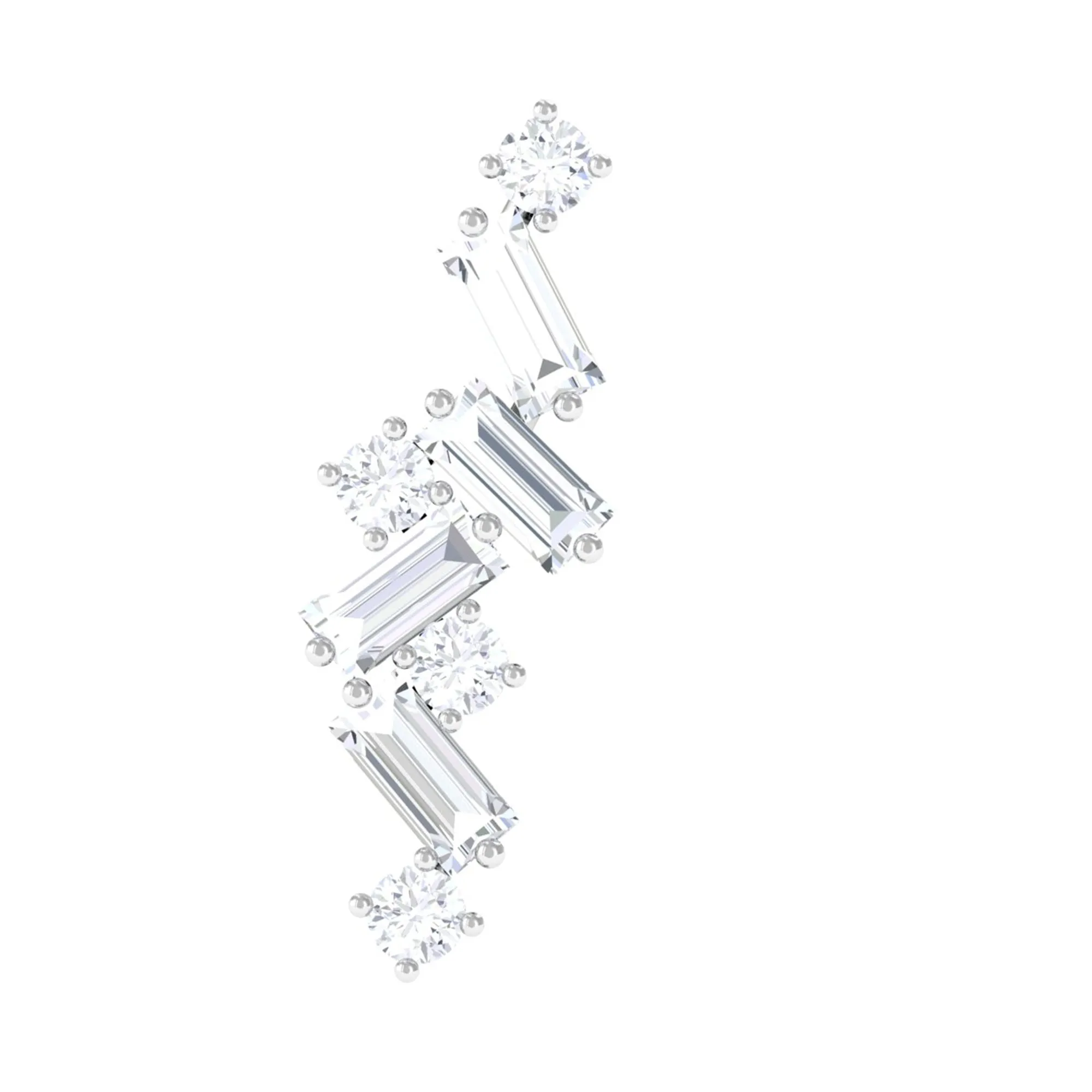 Baguette Diamond Cartilage Earring with Flat Back