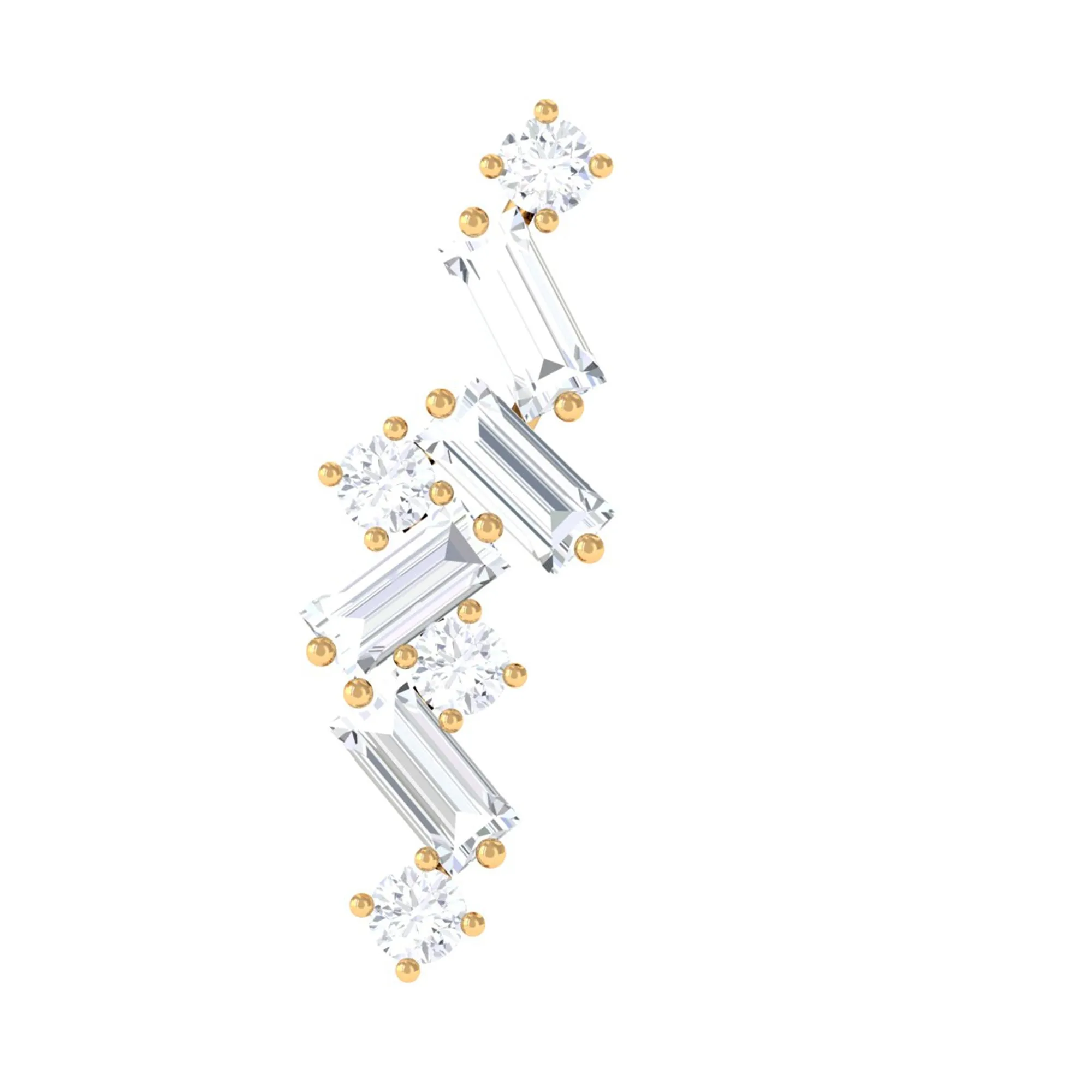 Baguette Diamond Cartilage Earring with Flat Back