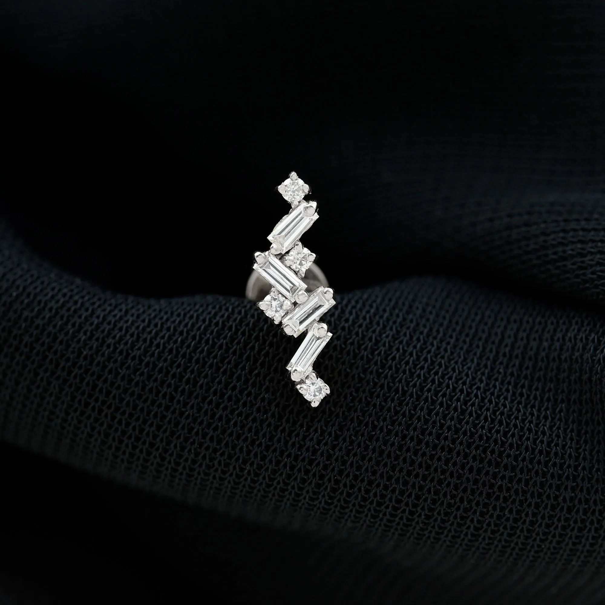 Baguette Diamond Cartilage Earring with Flat Back