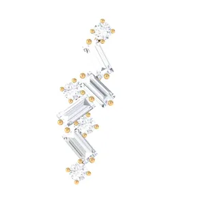 Baguette Diamond Cartilage Earring with Flat Back