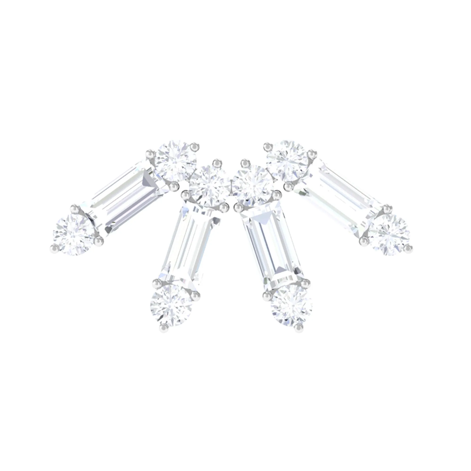 Baguette Diamond Fan Cartilage Earring