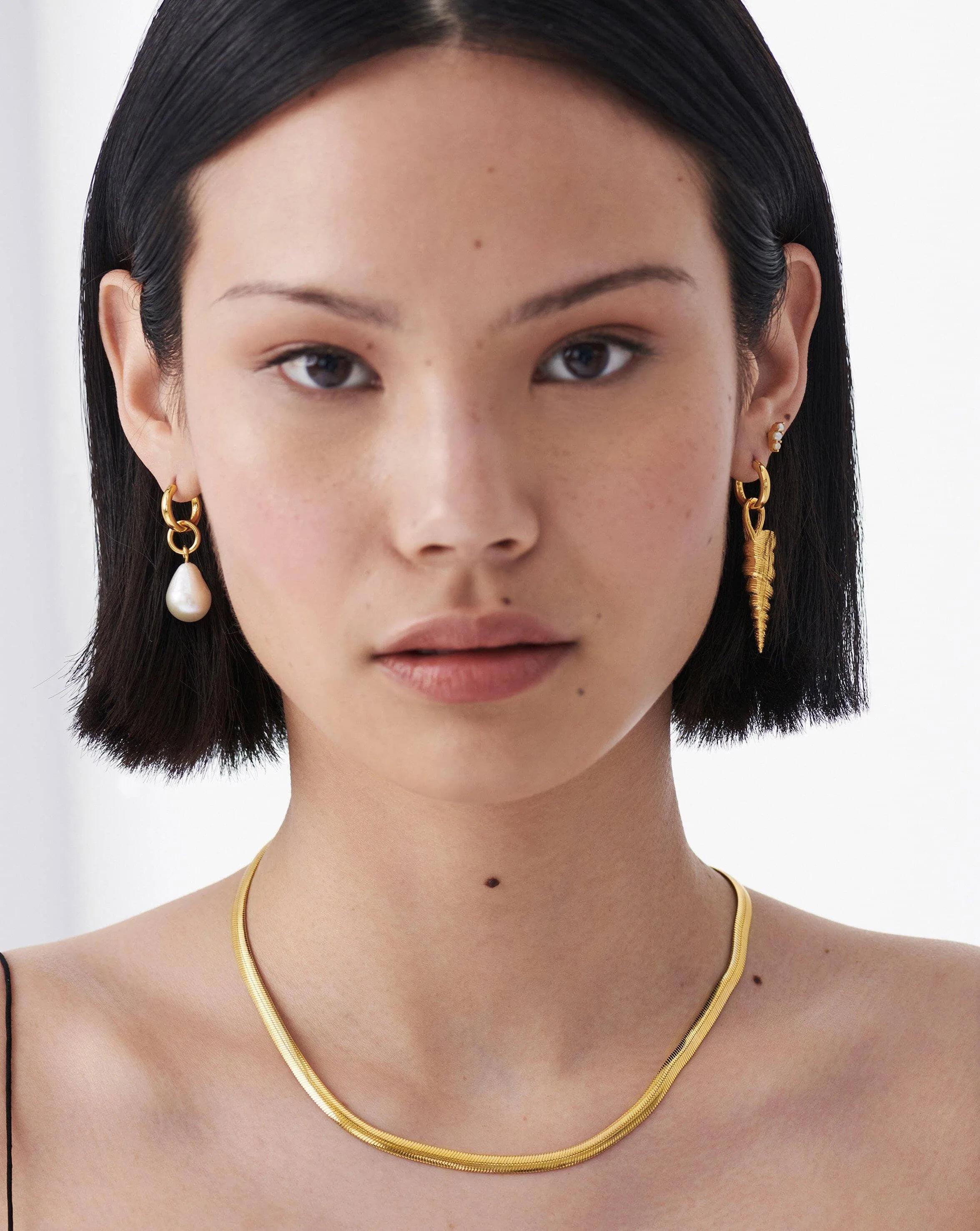 Baroque Pearl & Spiral Shell Hoop Earrings | 18ct Gold Vermeil/Pearl
