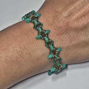 Bead Kit to Make "Oh, My Stars! Bracelet" Turquoise Green / Emerald / Bronze with Free Tutorial starting at $9.99