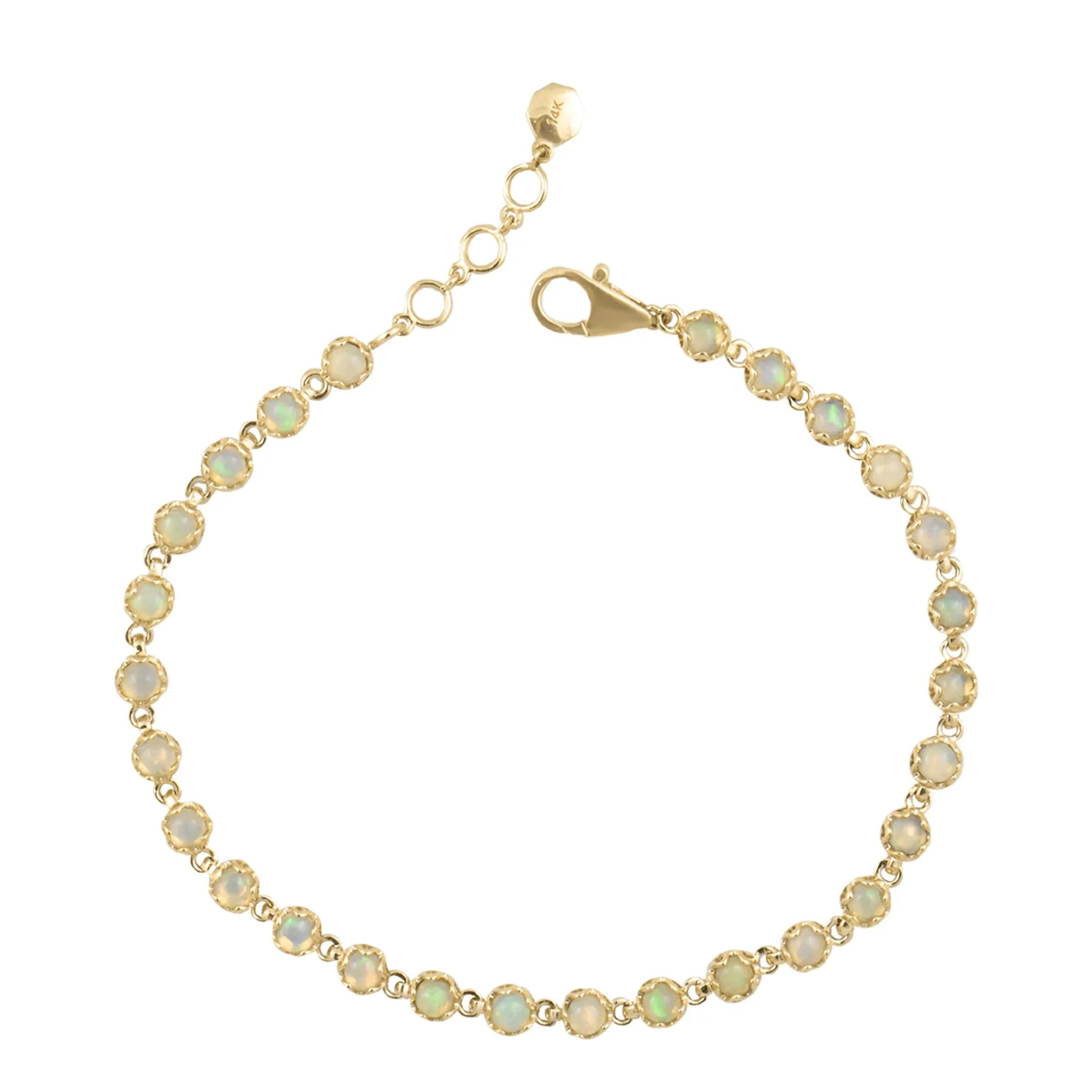 Bezel Set 14K Gemstone Bracelet