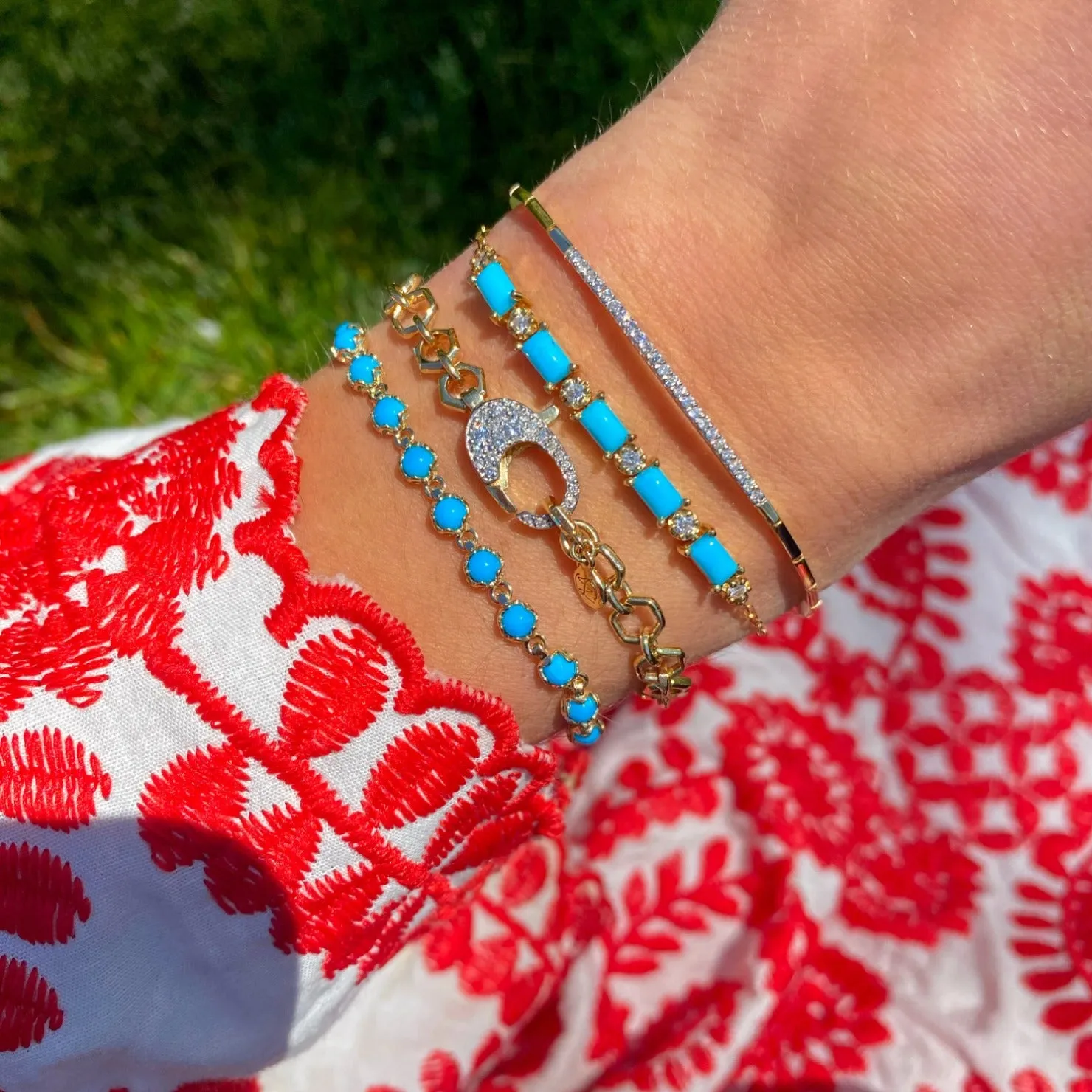Bezel Set 14K Gemstone Bracelet