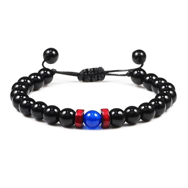 Black Onyx Stone Beads Tibetan Bracelet Crystal Gemstone Adjustable Bracelet
