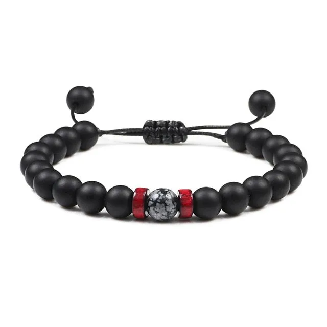 Black Onyx Stone Beads Tibetan Bracelet Crystal Gemstone Adjustable Bracelet