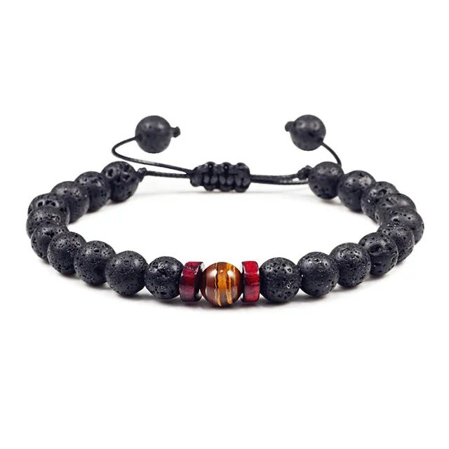 Black Onyx Stone Beads Tibetan Bracelet Crystal Gemstone Adjustable Bracelet