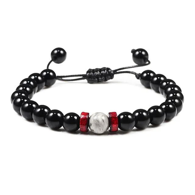Black Onyx Stone Beads Tibetan Bracelet Crystal Gemstone Adjustable Bracelet