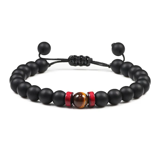 Black Onyx Stone Beads Tibetan Bracelet Crystal Gemstone Adjustable Bracelet