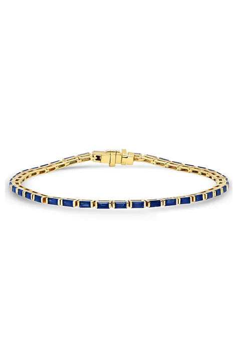 Blue Sapphire Baguette Tennis Bracelet