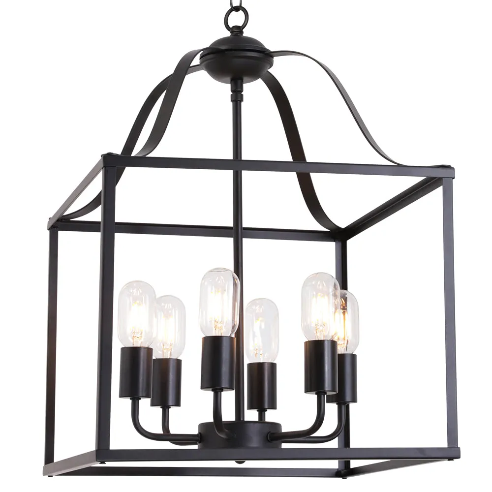 BONLICHT 6 Lights Farmhouse Chandelier Bird Cage 16-Inch Black Finish