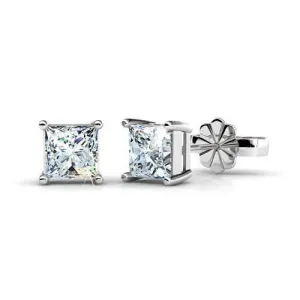 Breathtaking 0.80CT Princess Cut Diamond Stud Earrings in 14KT White Gold