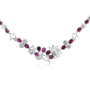 Brilliant Cut Diamond & Oval Ruby 16" Necklace