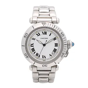 Cartier Pasha C Stainless Steel White Roman Dial W31015M7 Automatic 35mm (Preowned)