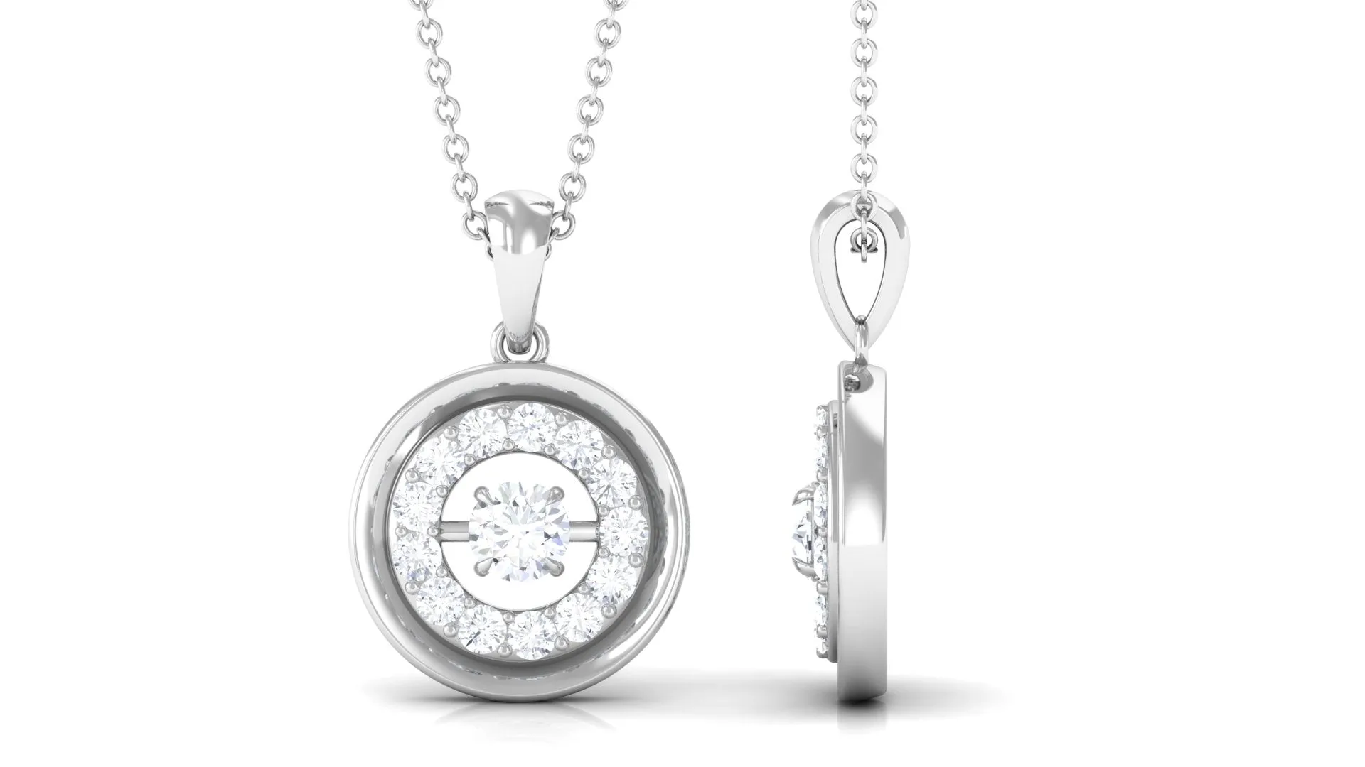 Certified Moissanite Classic Halo Pendant