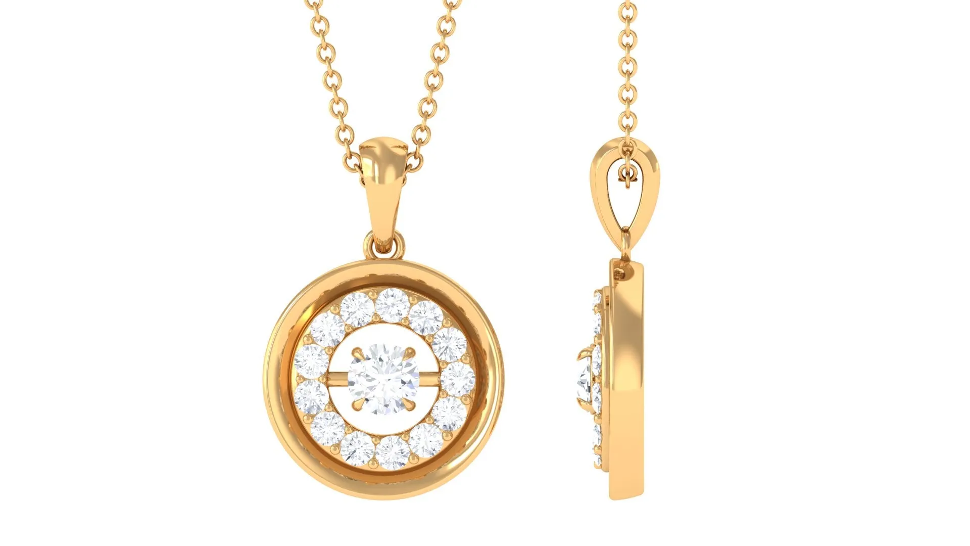 Certified Moissanite Classic Halo Pendant