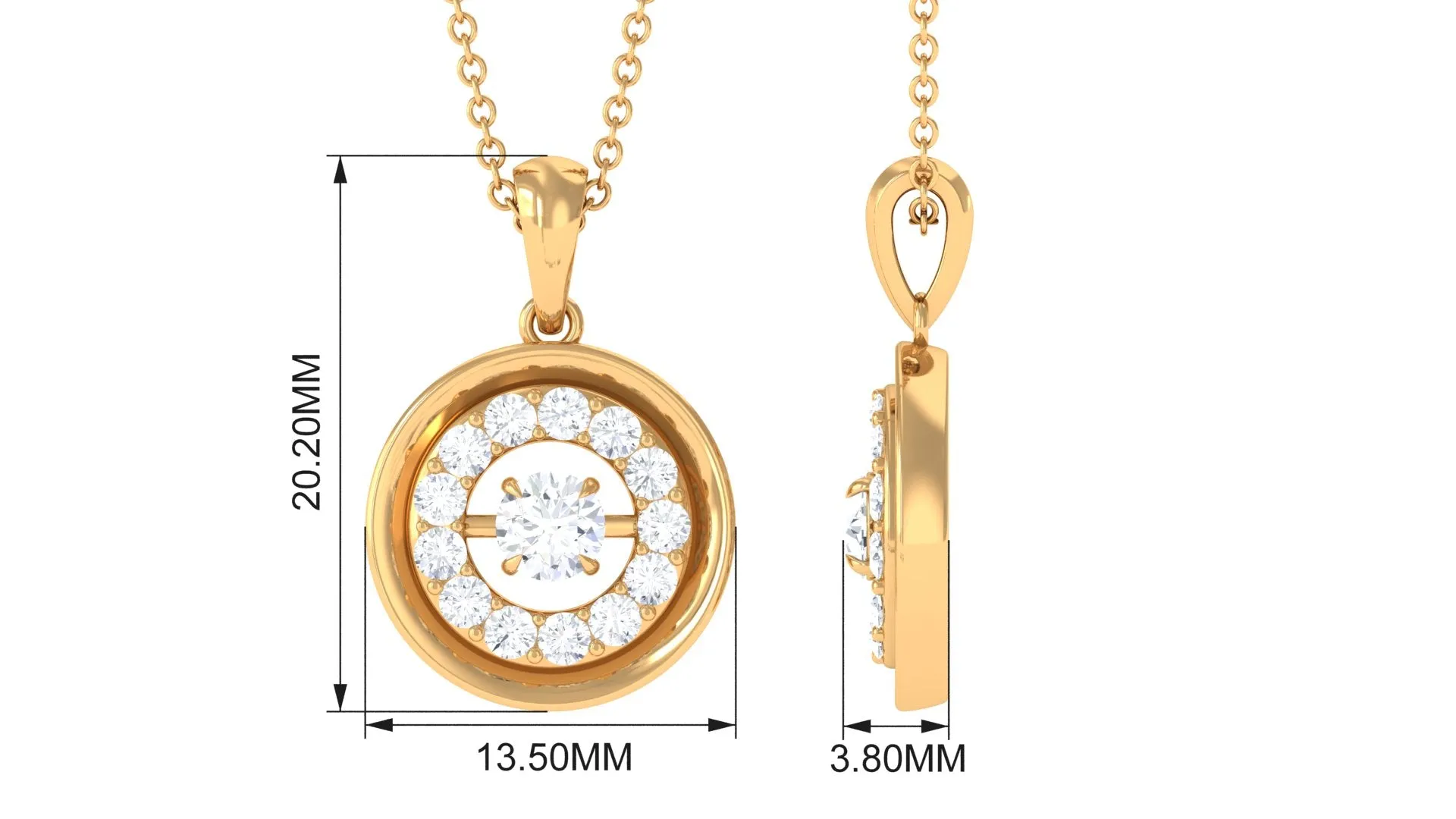 Certified Moissanite Classic Halo Pendant