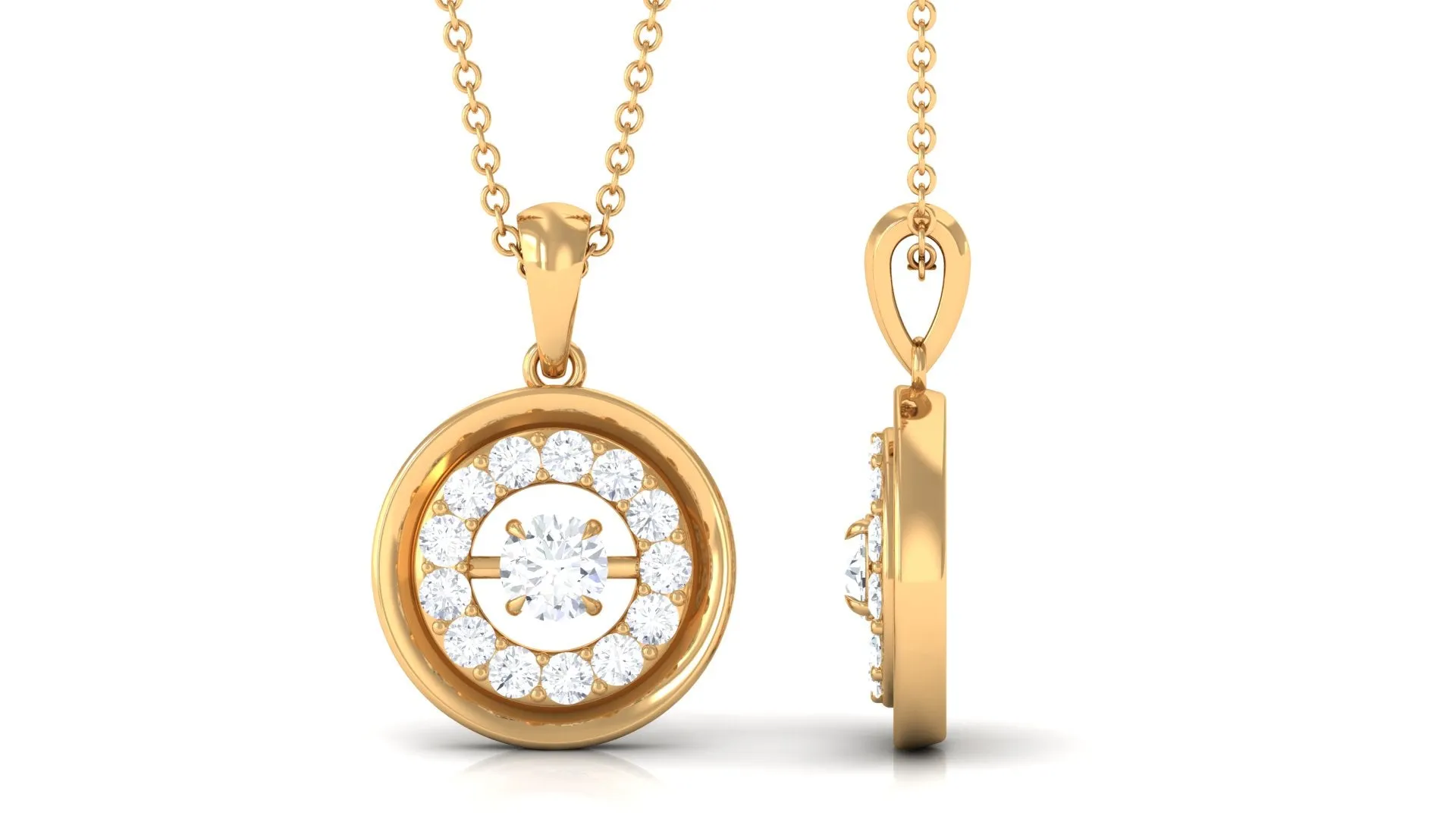 Certified Moissanite Classic Halo Pendant