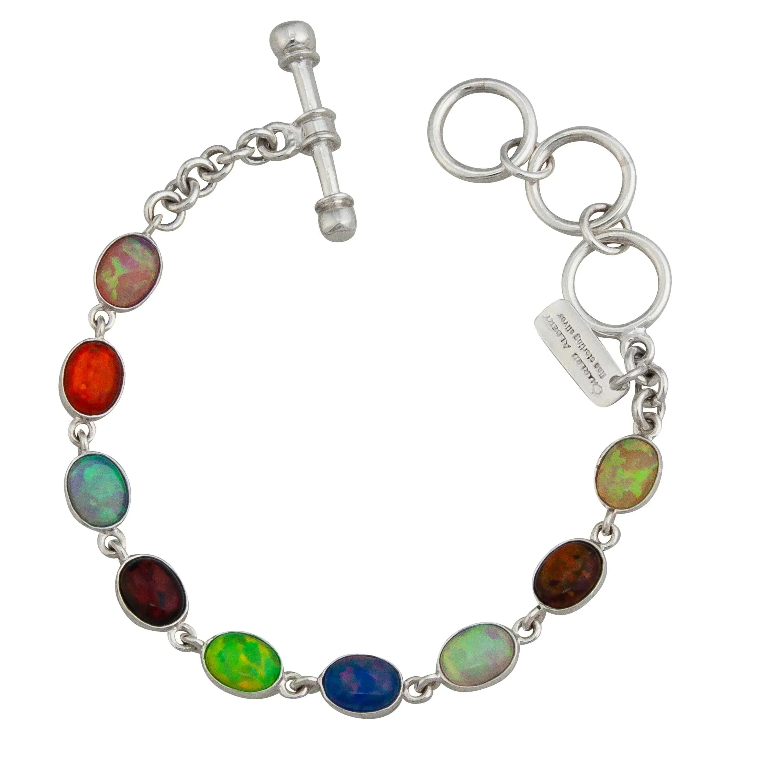 Charles Albert Silver - Multi Colored Lab Created Opal Bracelet