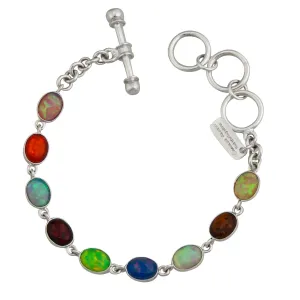 Charles Albert Silver - Multi Colored Lab Created Opal Bracelet