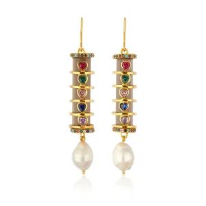 Christa Earrings - Amethyst with Colorful Hearts