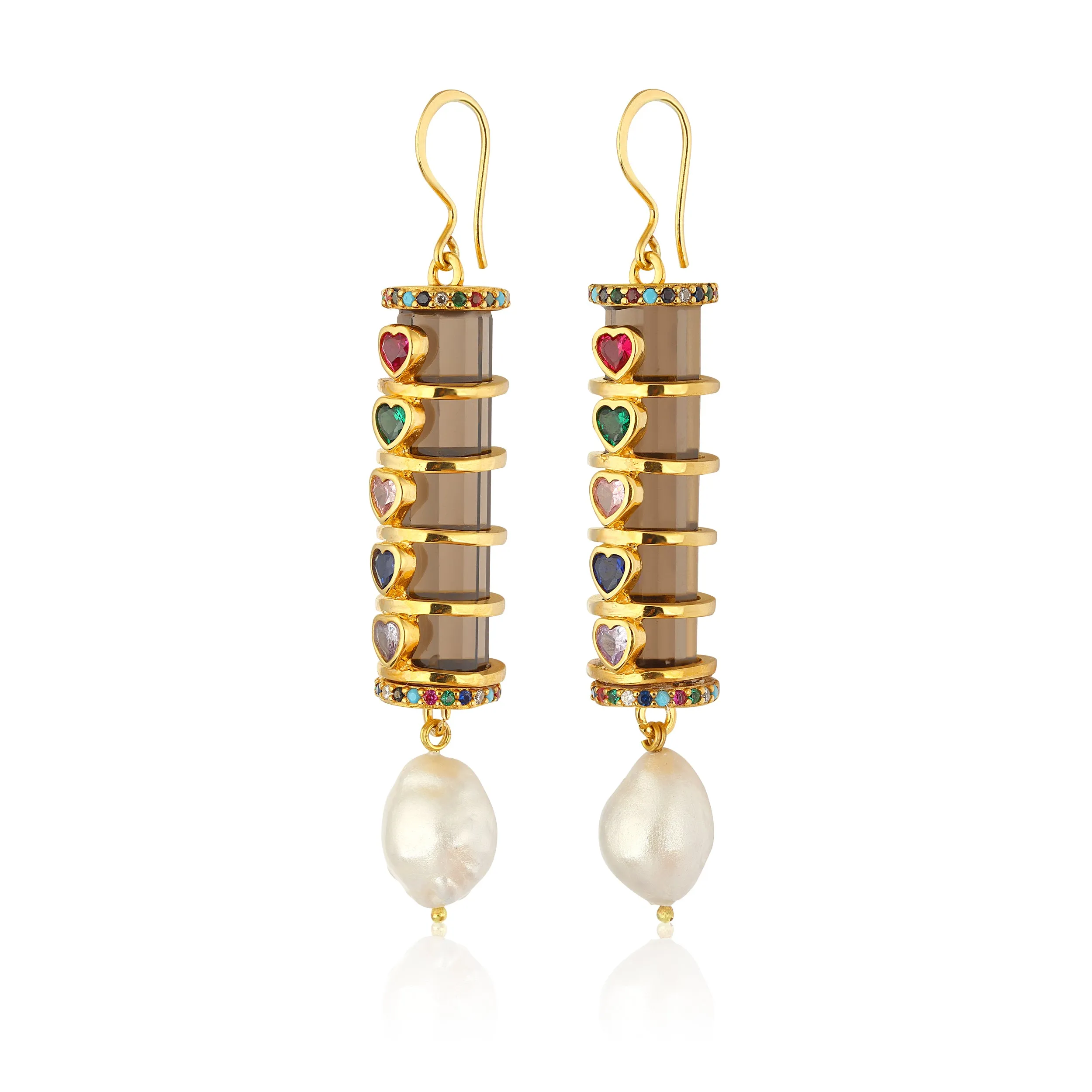 Christa Earrings - Amethyst with Colorful Hearts