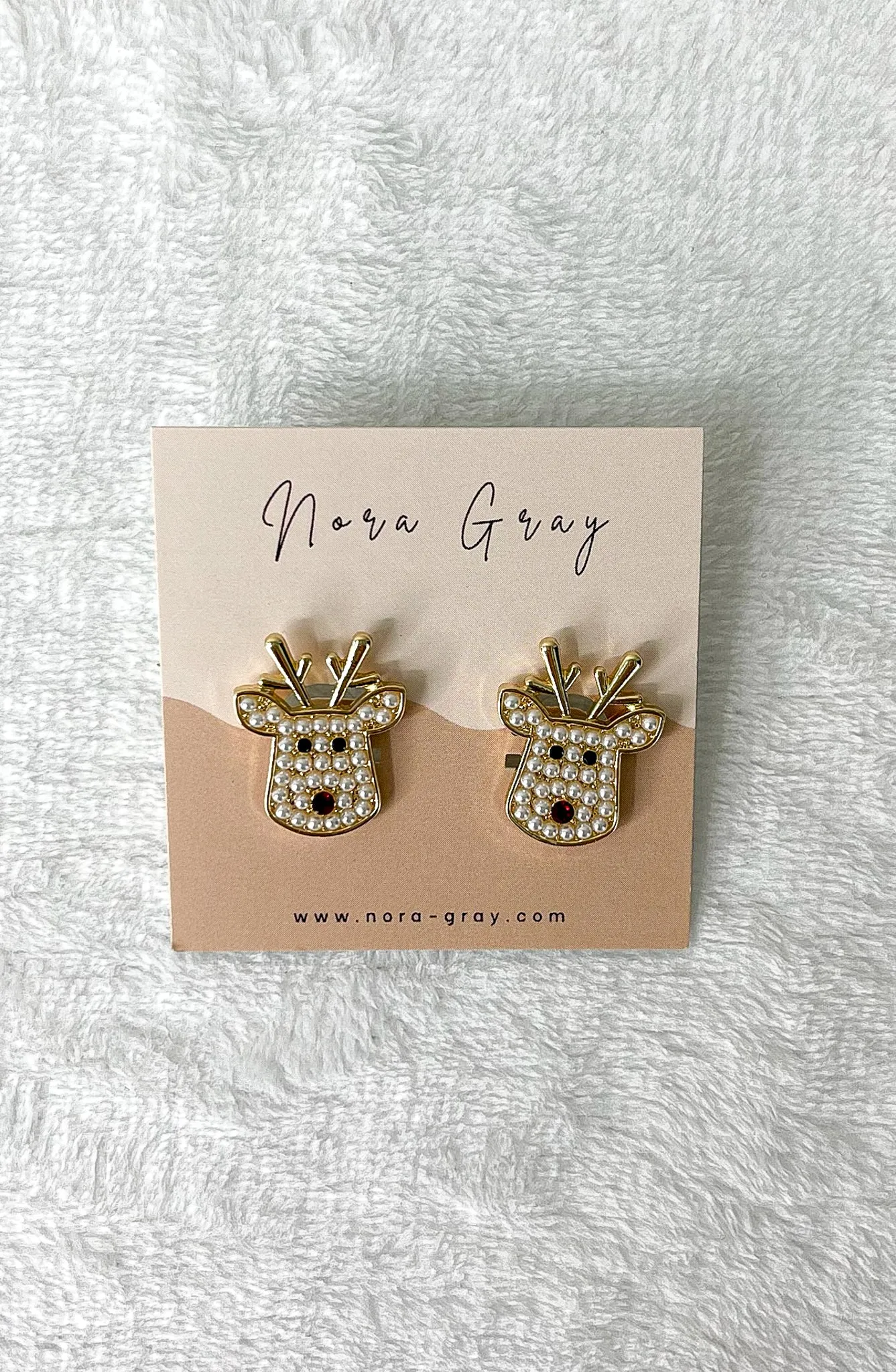 Christmas Reindeer Pave Pearl Earrings