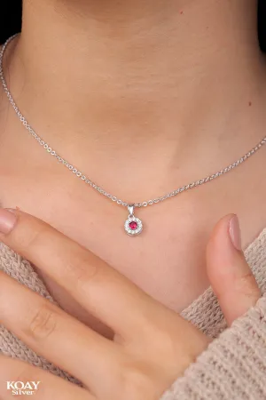 Circle Zircon Red Necklace