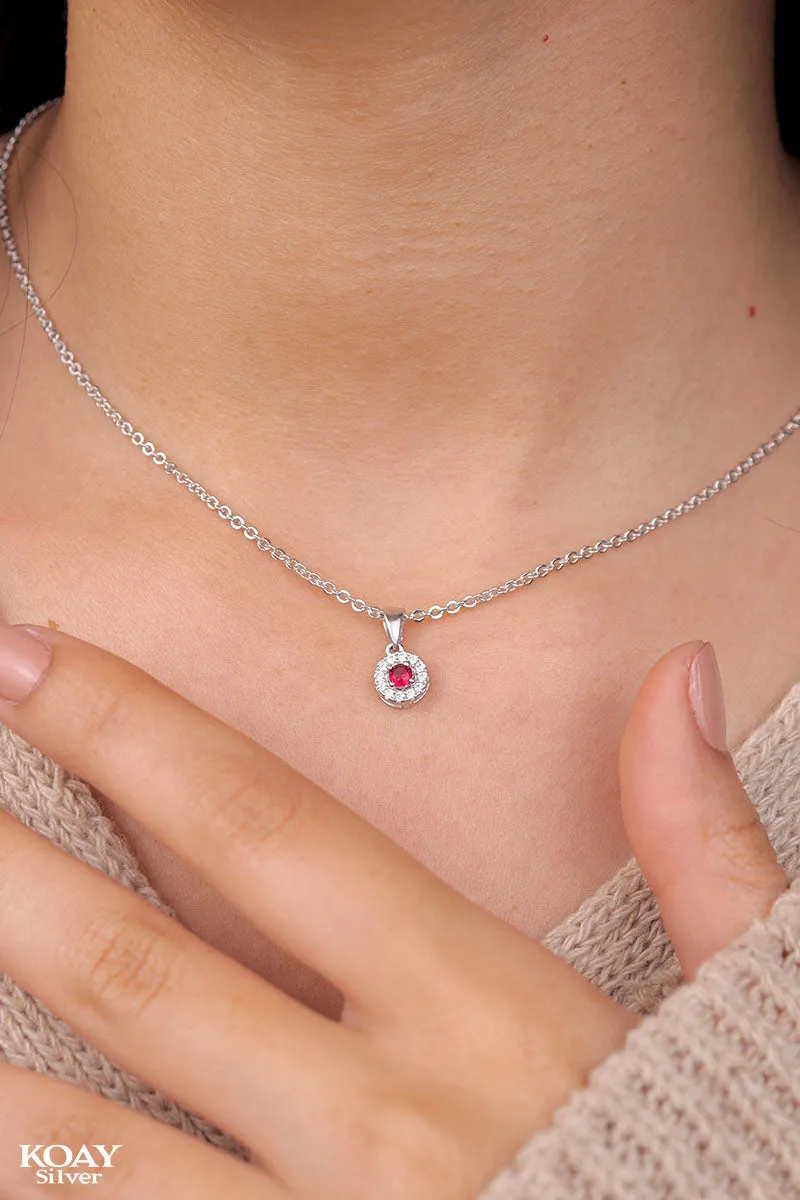 Circle Zircon Red Necklace