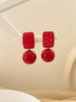 Color Block Geometric Drop Earrings