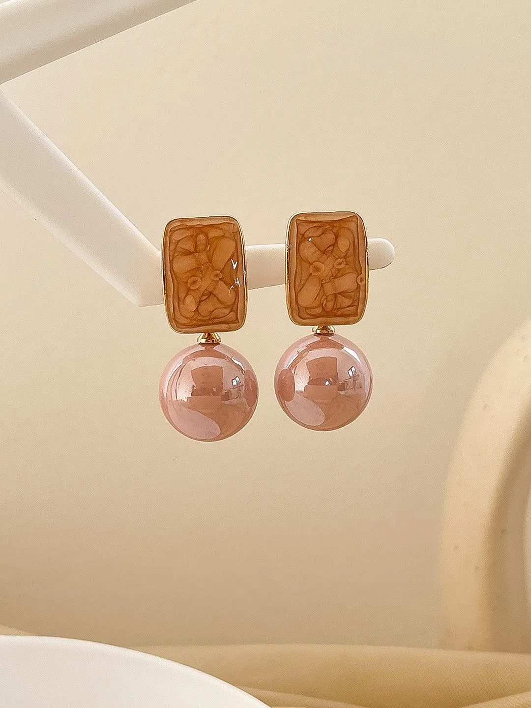 Color Block Geometric Drop Earrings
