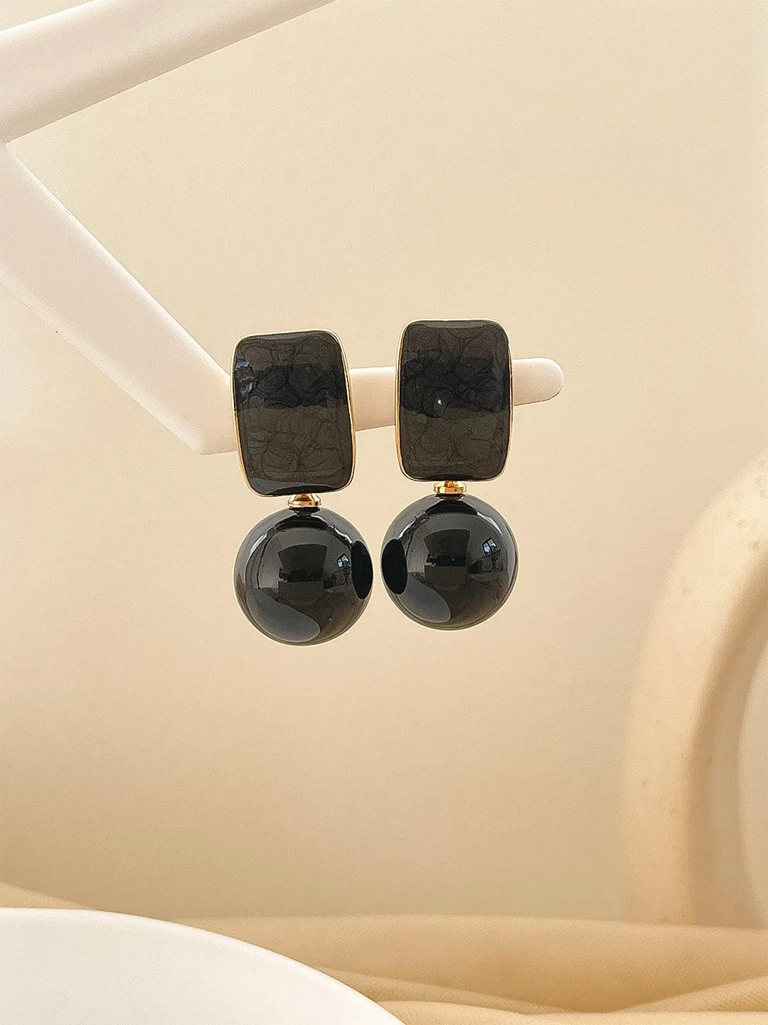 Color Block Geometric Drop Earrings