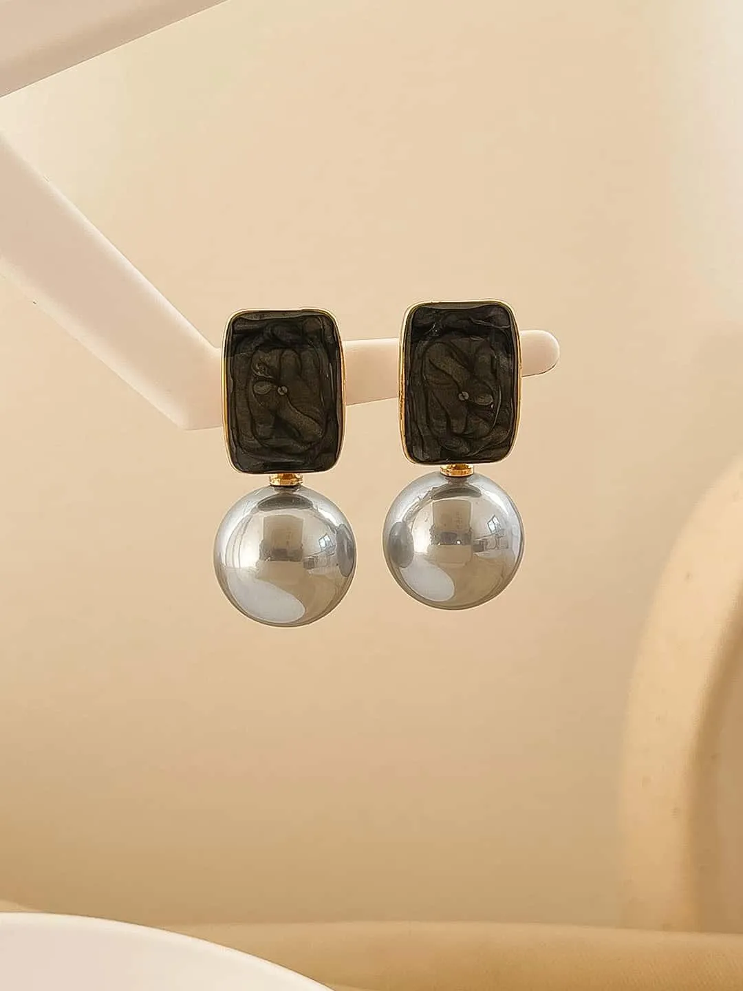 Color Block Geometric Drop Earrings