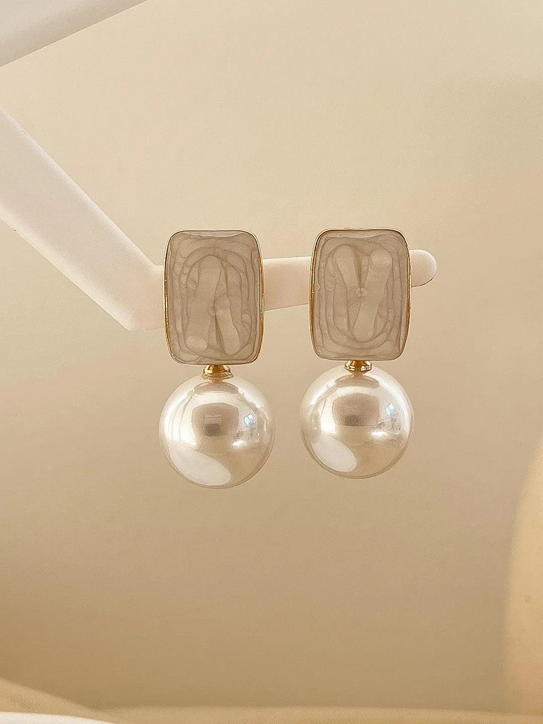 Color Block Geometric Drop Earrings