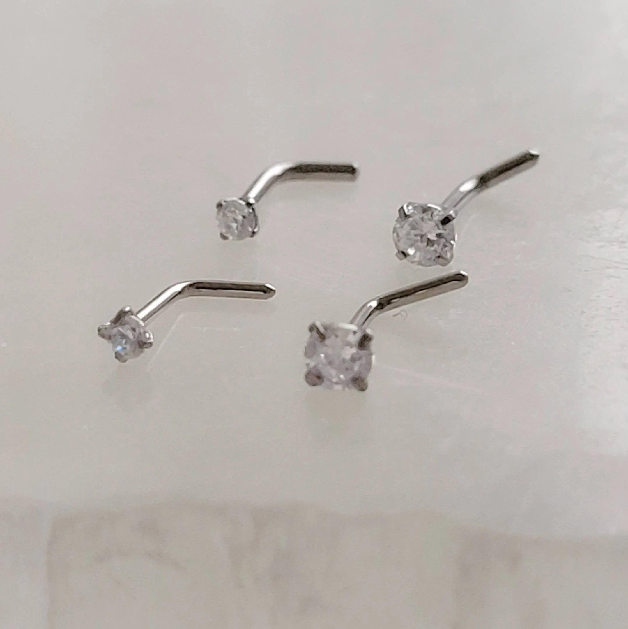 CZ Titanium L Bend Nose Stud