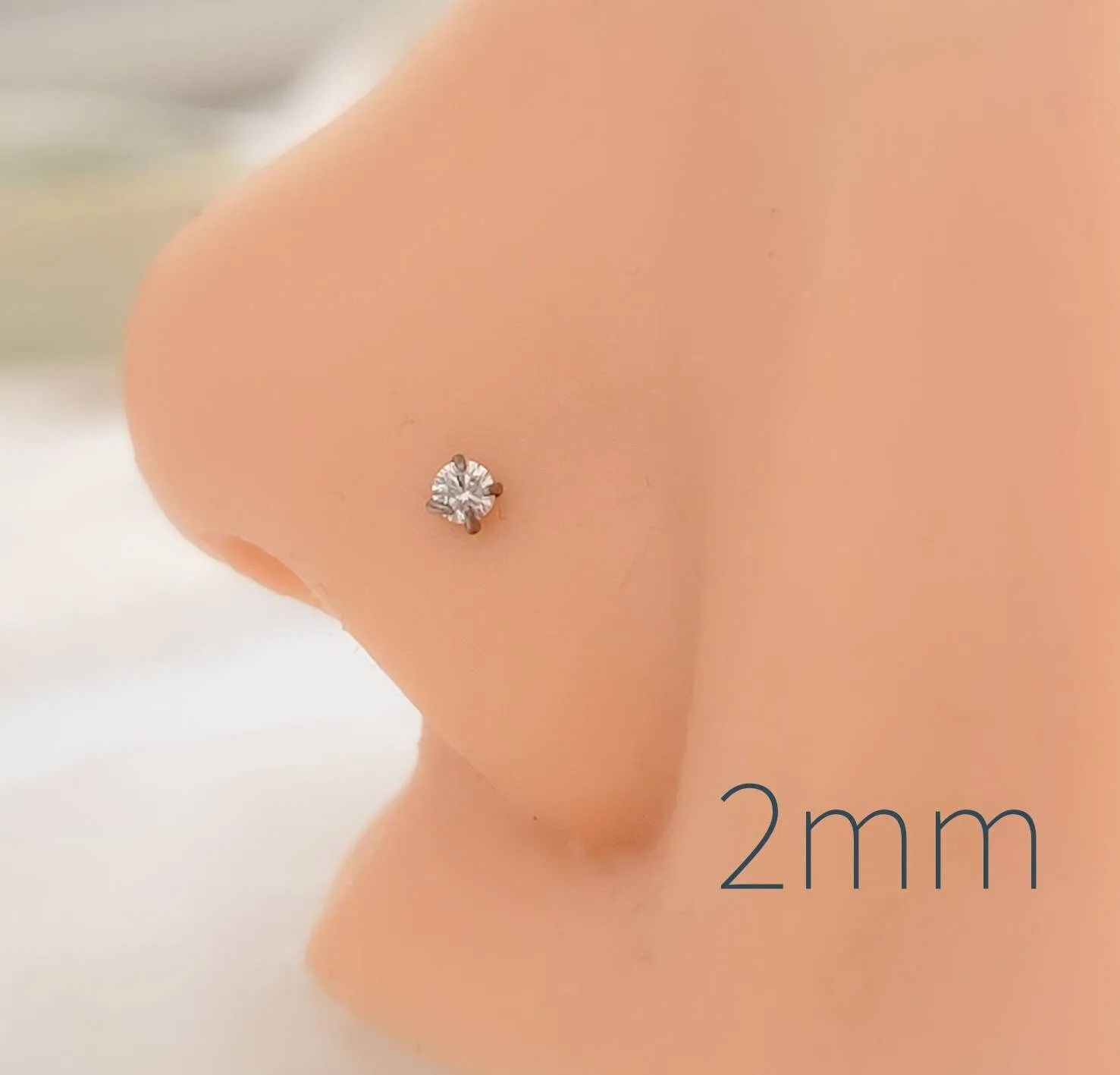 CZ Titanium L Bend Nose Stud
