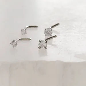 CZ Titanium L Bend Nose Stud