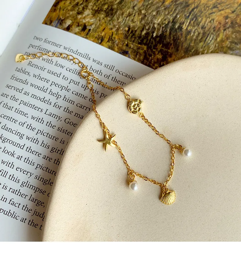 Dainty Gold Charm Beach Bracelet