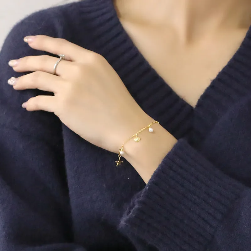 Dainty Gold Charm Beach Bracelet