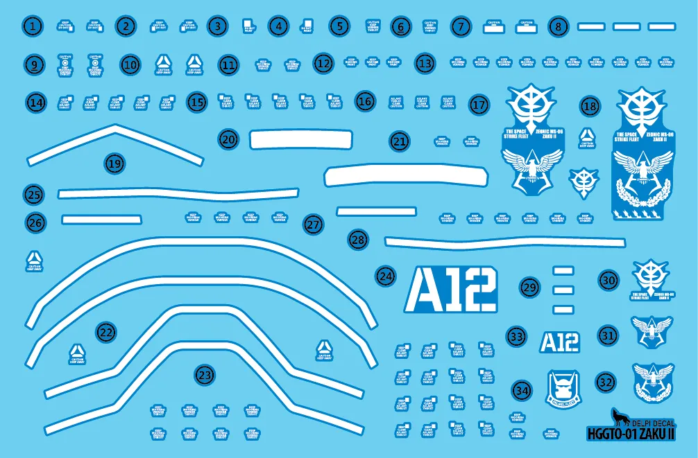 DD HG The Origin 01 Char ZAKU II Luminous Water Decal