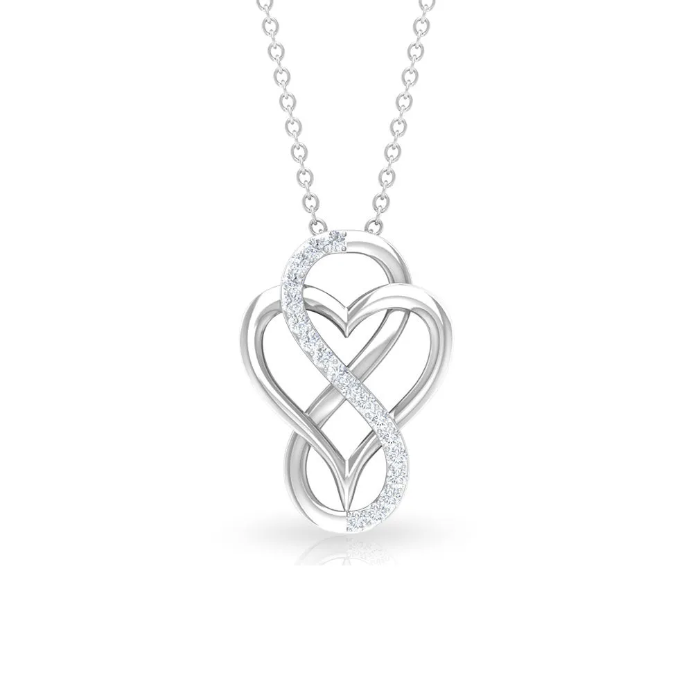 Designer Interlock Infinity Heart Necklace with Zircon