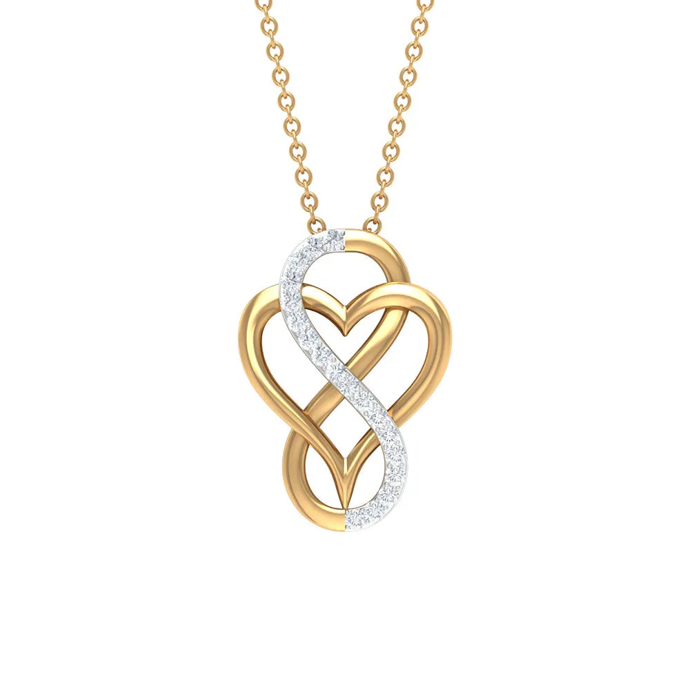 Designer Interlock Infinity Heart Necklace with Zircon
