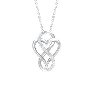 Designer Interlock Infinity Heart Necklace with Zircon