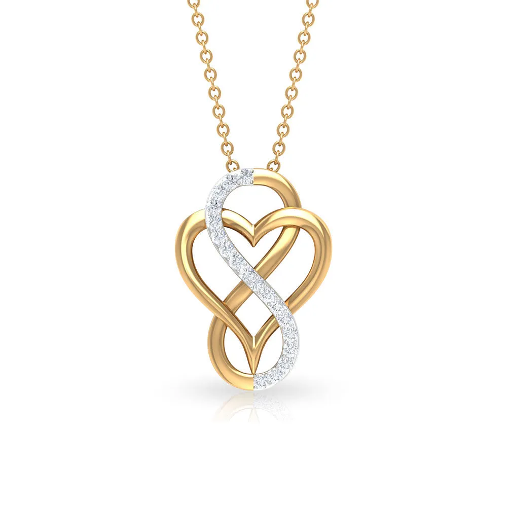 Designer Interlock Infinity Heart Necklace with Zircon