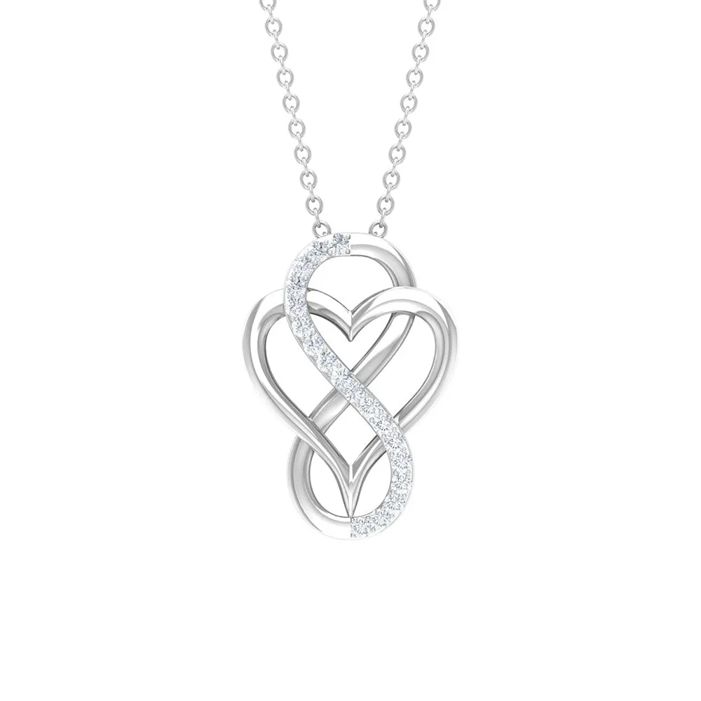 Designer Interlock Infinity Heart Necklace with Zircon