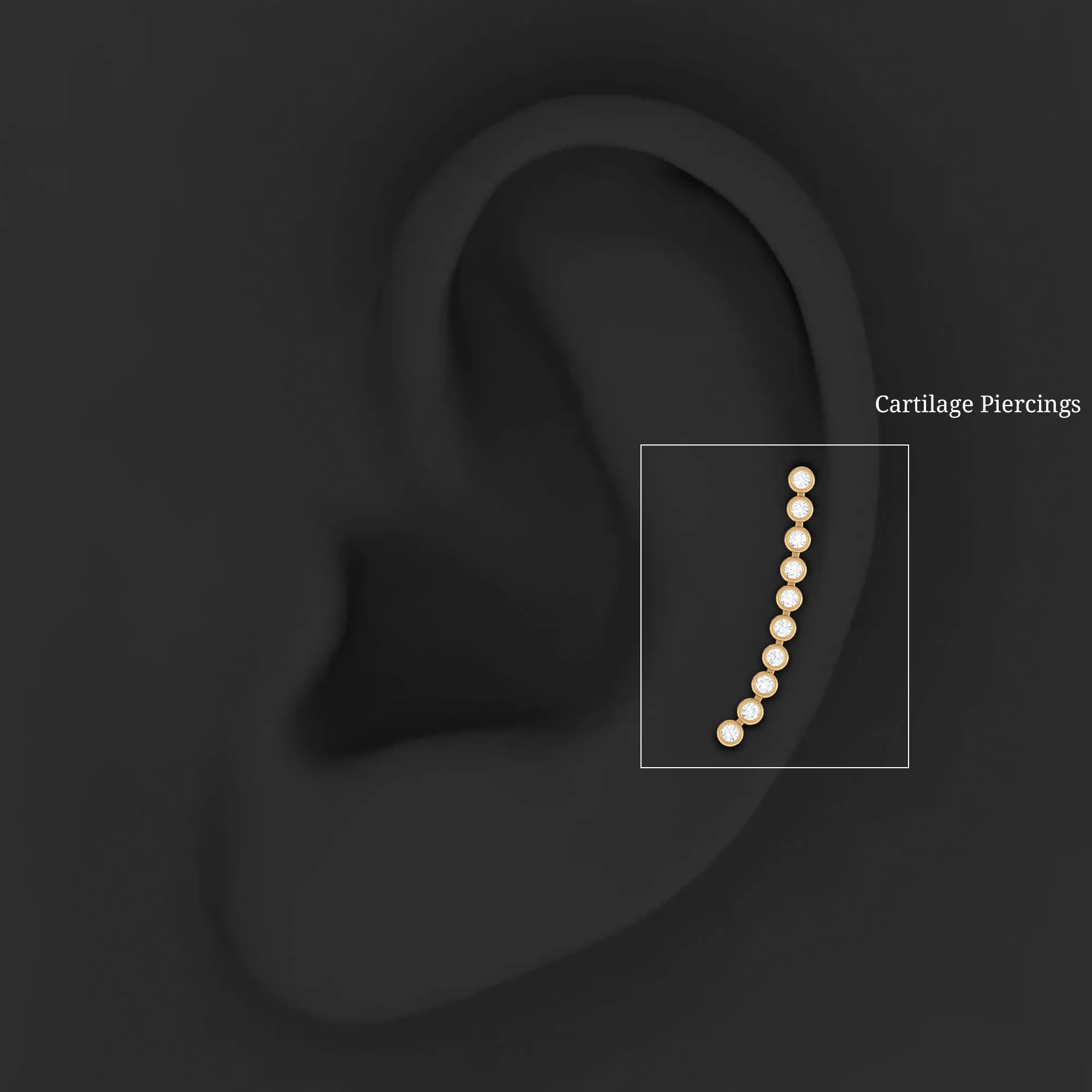 Diamond Ear Climber Earring for Cartilage Piercing